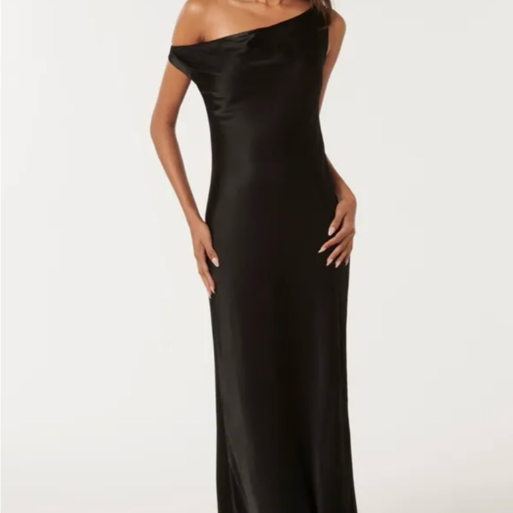 Black Asymmetrical One Shoulder Cocktail Gown
